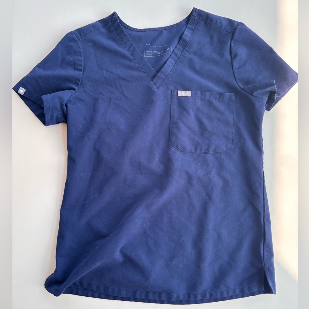 Navy Blue Figs Scrub Top
